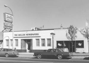 Built in 1941, the Mellus Building, wrapped in porcelain enamel, is an example of streamline moderne