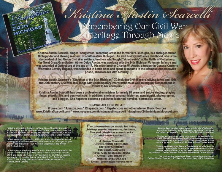 Kristina Austin Scarcelli Daughter of the 24th Michigan Civil War Songs